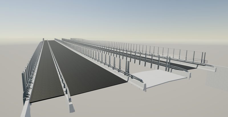 Bridge open-top parapet and anti-throw screen detailing render 2