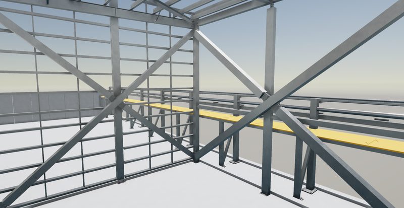 Commercial building steel framing detailing render 4