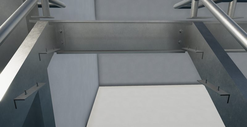 Mezzanine steel structure detailing render 2