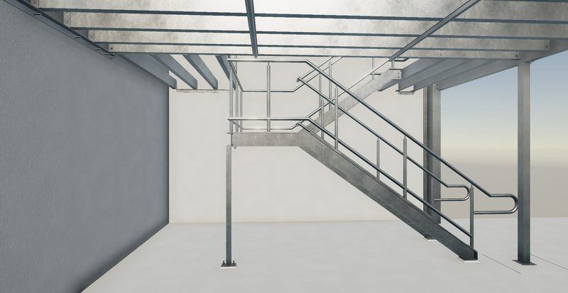 Mezzanine steel structure detailing render 3