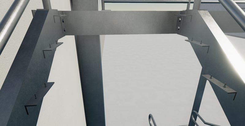 Mezzanine steel structure detailing render 4