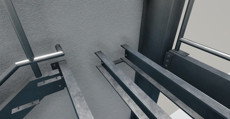 Mezzanine steel structure detailing render 5