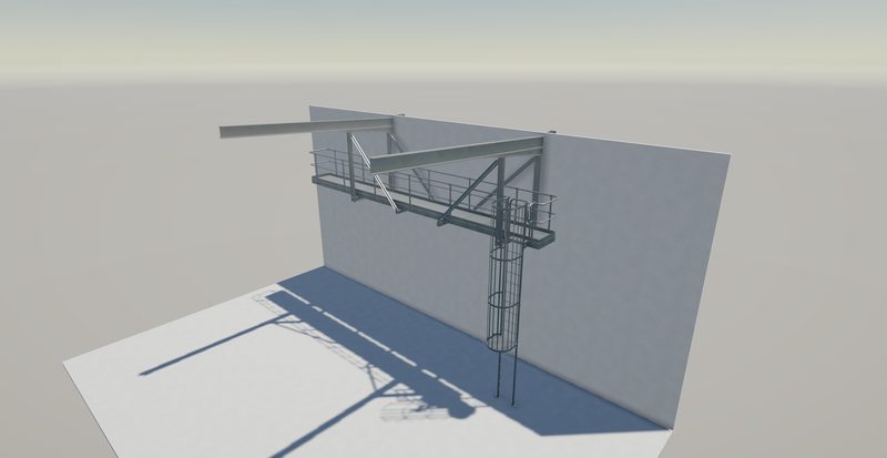 Access platform and walkway steel detailing render 1