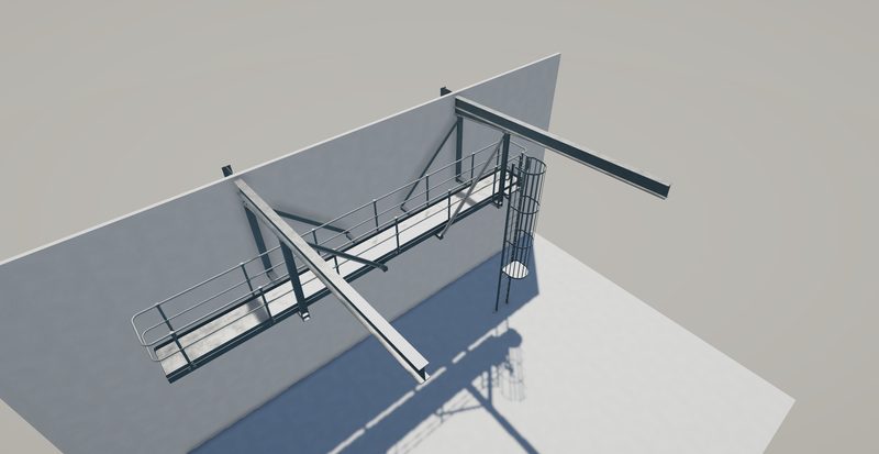 Access platform and walkway steel detailing render 2
