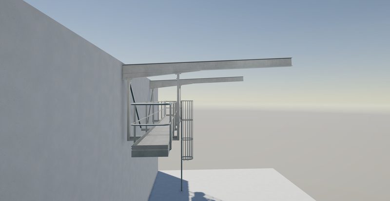 Access platform and walkway steel detailing render 3