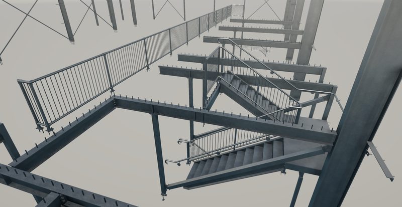 Warehouse and industrial shed steel detailing render 4